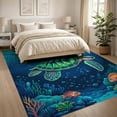 thumbnail image 3 of ODIKA 8'x10' Washable Area Rug Animals Turtle Nautical Ocean Coral Reef Border Motif Scattered for Living Room, Under Sectional, Family , Durable, Non-Slip, 3 of 7