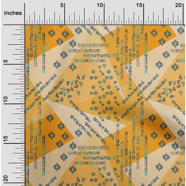 oneOone Rayon Ucla Gold Fabric Triangle Geometric Sewing Material Print Fabric By The Yard 56 Inch Wide