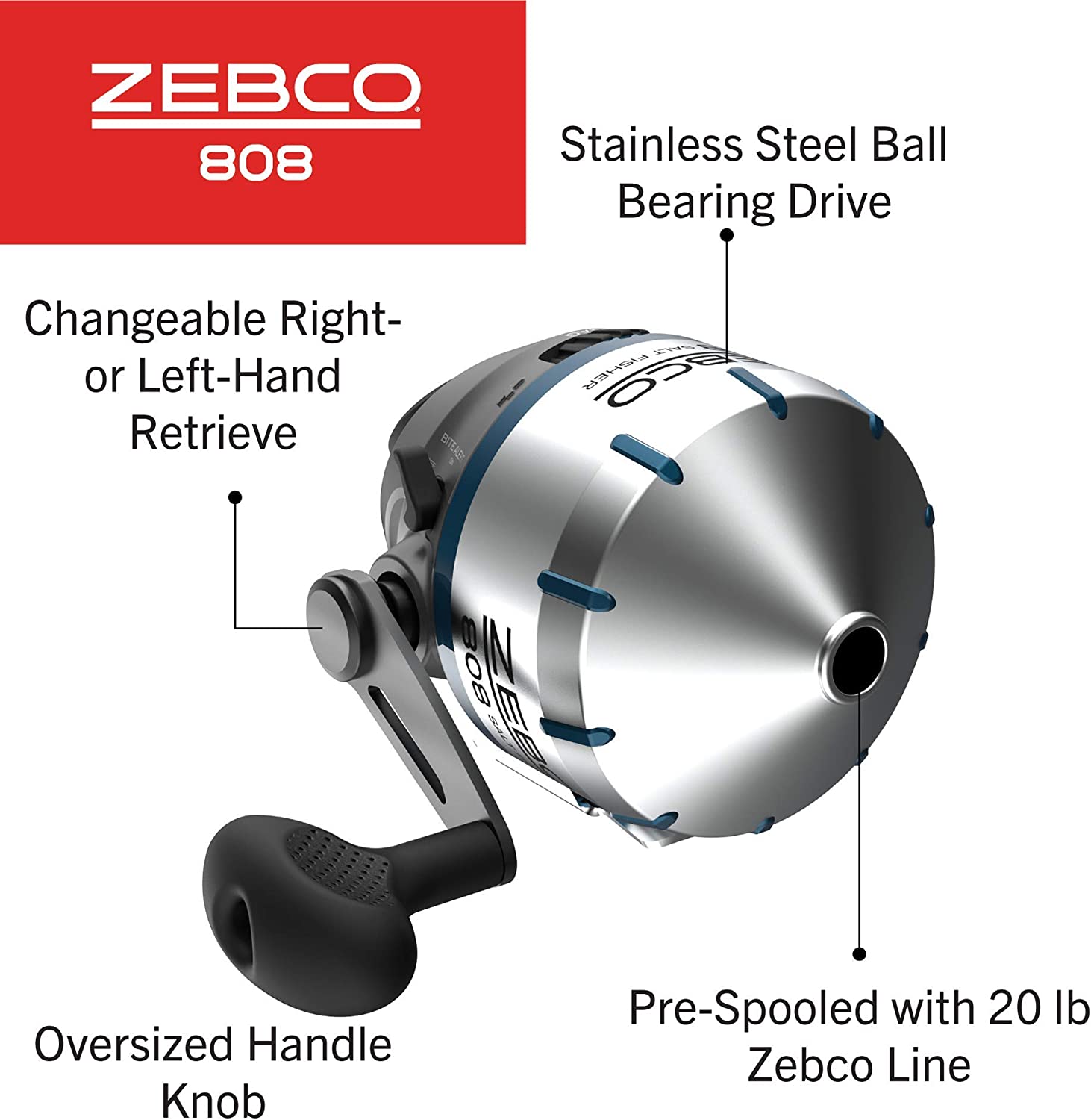 Buy Zebco 808 Saltfisher Spincast Fishing Reel, Size 80 Reel