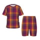 thumbnail image 1 of Balery Orange and Purple Plaid Conjunto de Pijama Infantil de Manga Corta con Estampado – Ropa de Dormir de Algodón Suave-Small, 1 of 6