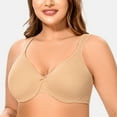 thumbnail image 3 of MELENECA Women's Minimizer Seamless Unlined Comfortable Plus Size Underwire Bra Almond 36DD, 3 of 6