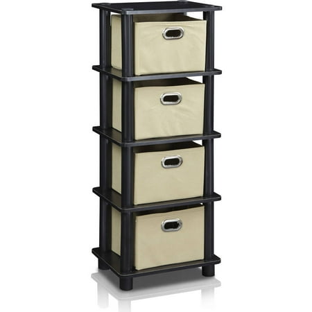 Furinno LACi 4-Bin System Rack, Multiple Finishes
