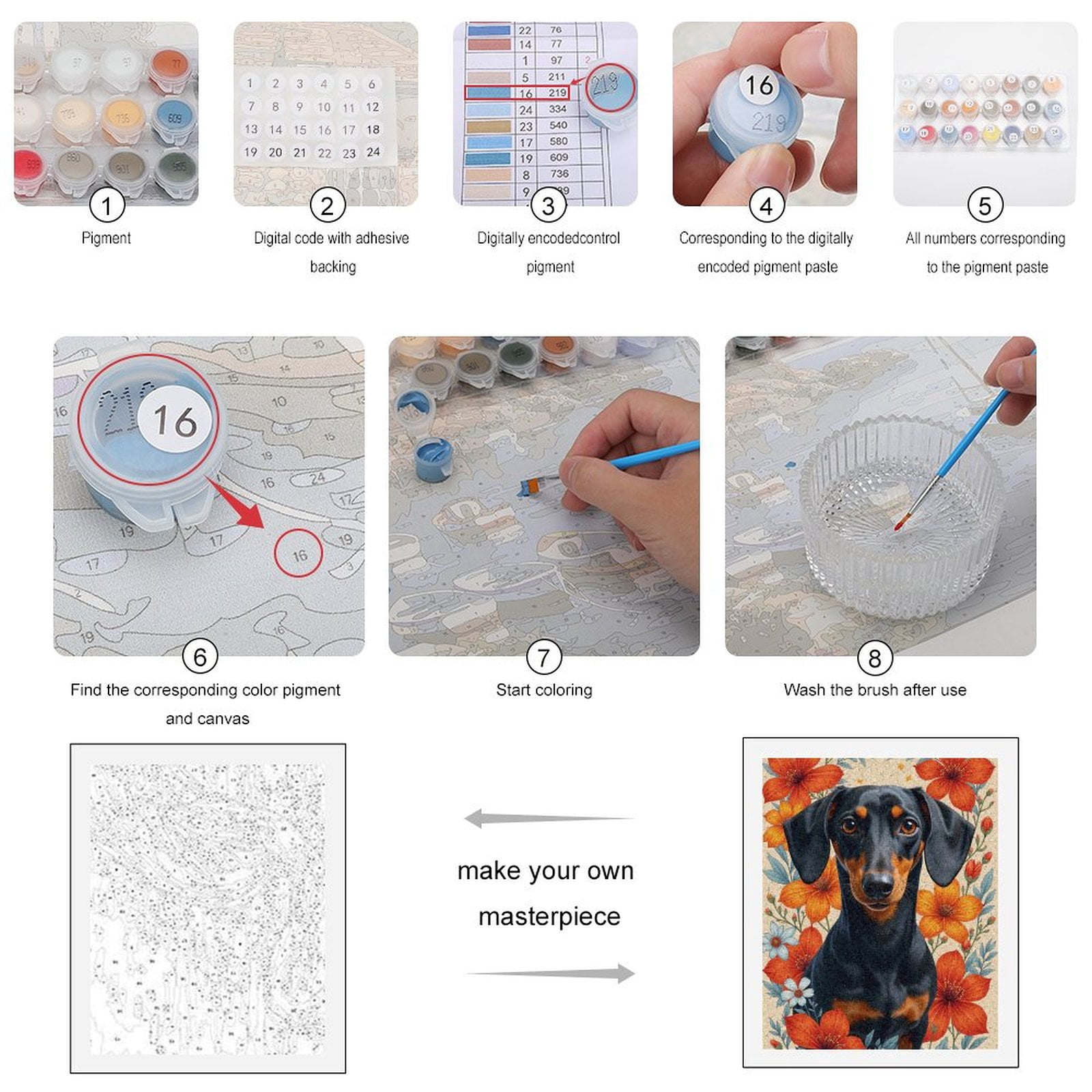 Paint By Numbers Kit for Adults Beginner - Dog Floral Portrait Art Flowers DIY Canvas Painting Kits for Adults, Frameless Paint By Number for Adults for Home Wall Decor 16x20 Inch