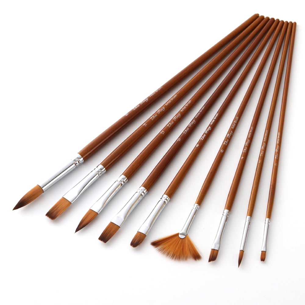 Cheap 9pcs Professional Paint Brushes Set Multipurpose Paintbrush Nylon  Hair Wooden Handle for Acrylic