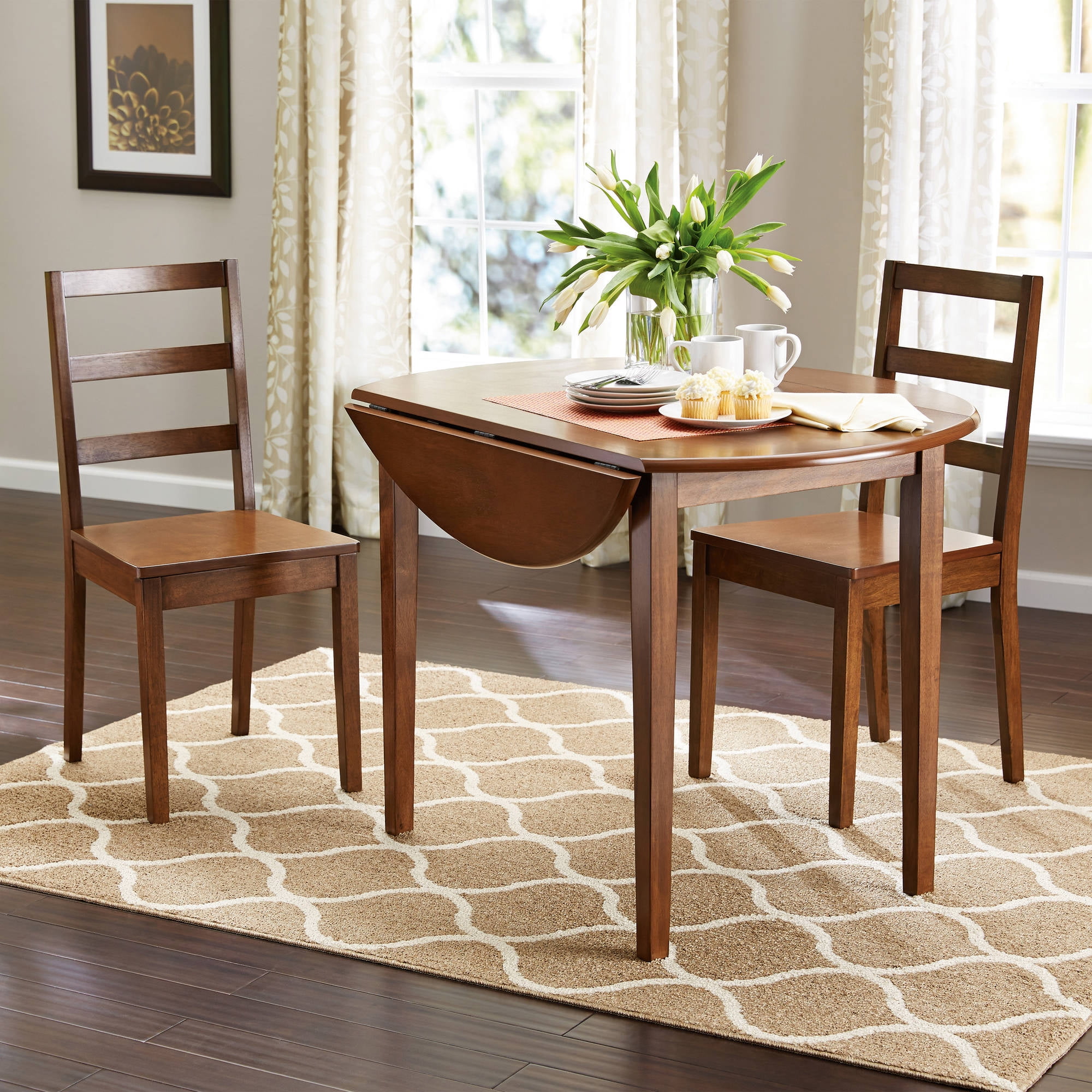 Mainstays 3 Piece Drop Leaf Dining Set Medium Oak Finish and The Brilliant  kitchen table sets from walmart for your Reference