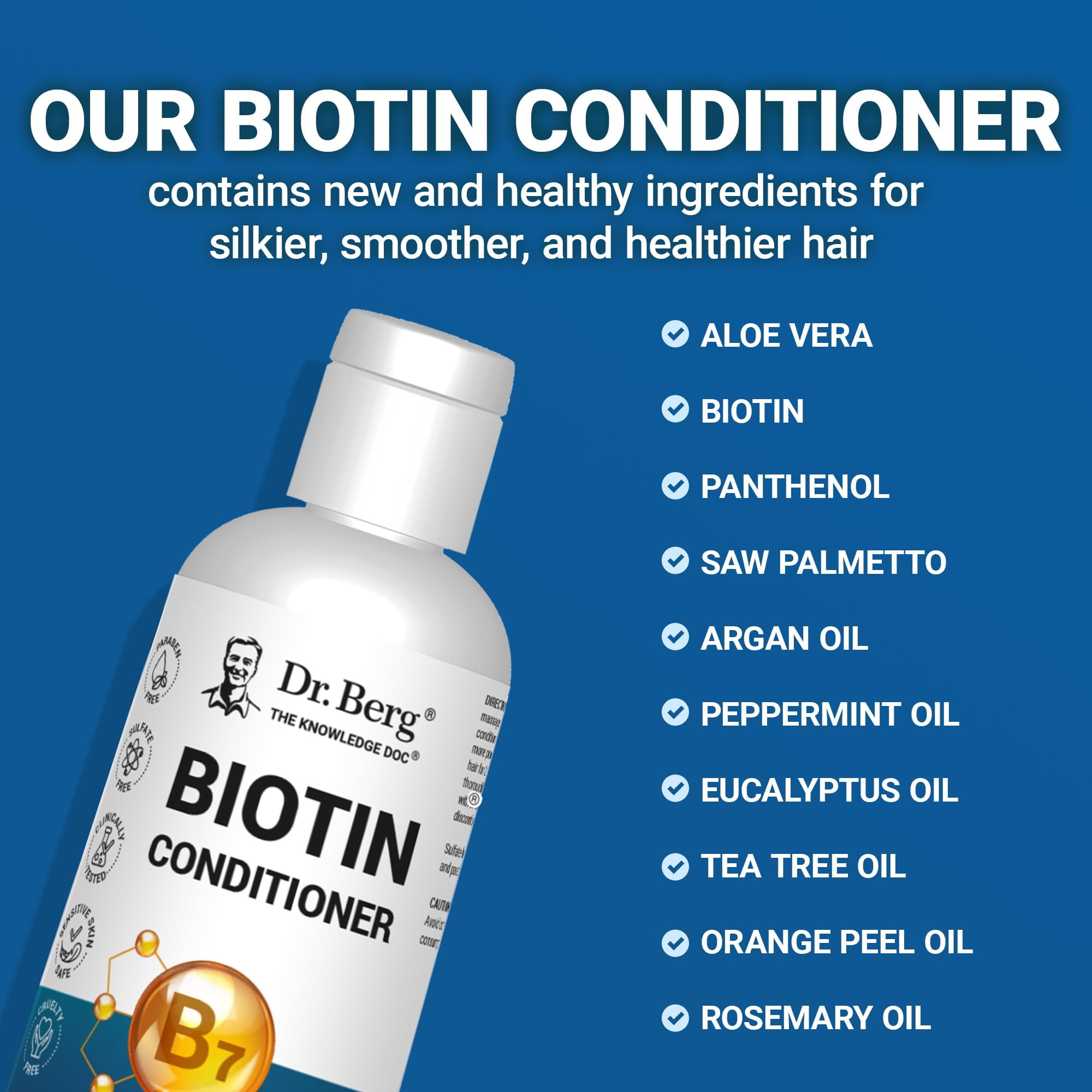 Dr. Berg Biotin Conditioner - Sulfate & Paraben Free Hair Conditioner - Men and Women
