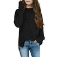 thumbnail image 1 of Sherrylily Girl Fuzzy Warm Sweater Crew Neck Chunky Side Slit Jumper Pullover Outwear, 1 of 3