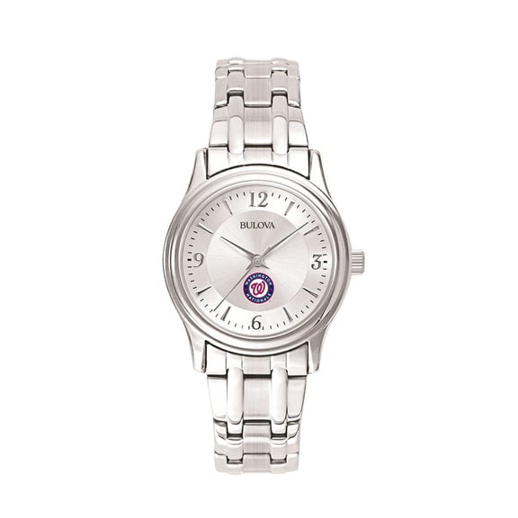 Women's Bulova Silver Washington Nationals Stainless Steel Watch