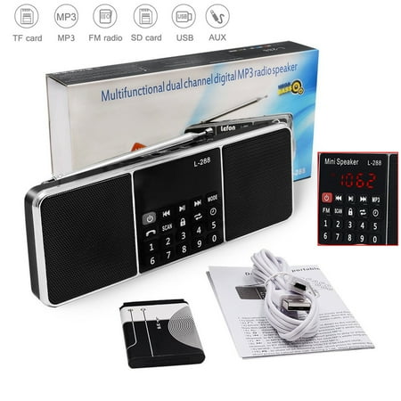 Digital Am Fm Radio Mini Digital AM FM Radio Media Dual Speaker MP3 Music Player Support TF Card/USB Disk with LED Screen Display Setting Timing Shutdown ()