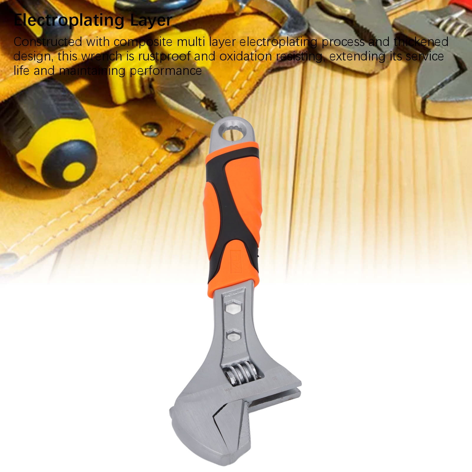 Nieyigj 12 Inch Adjustable Wrench High Carbon Steel Versatile Spanner Tool with Hex Hole and Star Opening (12 in / 30.48 cm)
