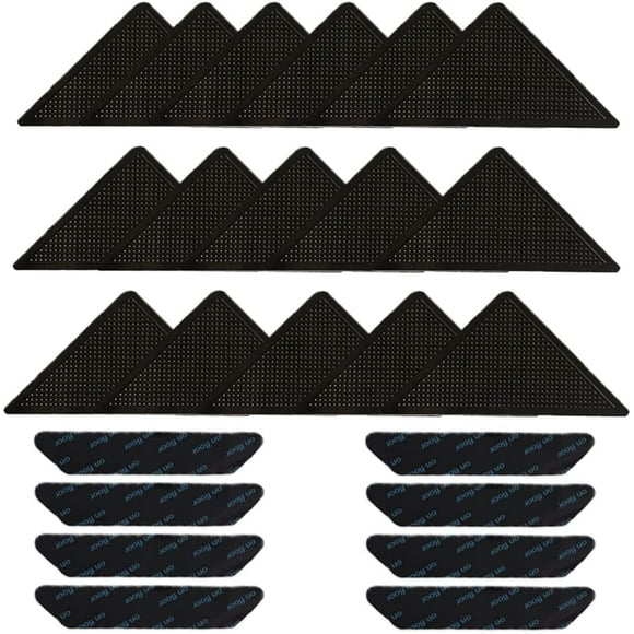 24 Pcs Rubans Adhésifs pour Tapis, BOSOIRSOU Autocollants Antidérapants Réutilisables Lavables pour Tapis, Tapis pour Carrelage, Planchers de Bois Franc