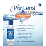 PuriLens Plus Preservative Free Saline 6 Pack 4 oz. Bottles