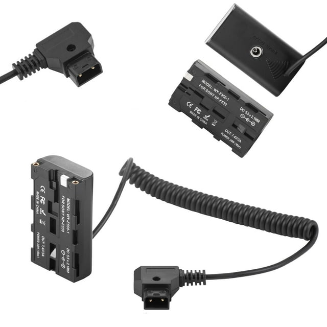 Cable de alimentación en espiral D-Tap a batería falsa NP-F970 para Sony