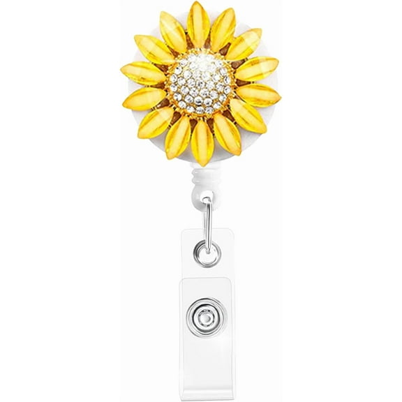 Sparkling Rhinestone ID Badge Reel - 24" Retractable Lanyard for Nurses, Doctors & Students