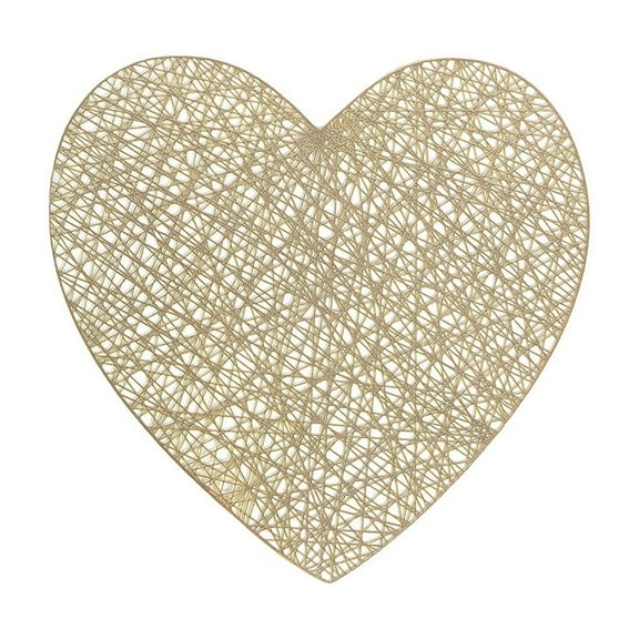 Love Placemat, Ongmies Love Heart Placemats Valentines Day Table Decorations for Wedding Night Anniversary Pvc Table Cup Mats 15 Inch, Gold