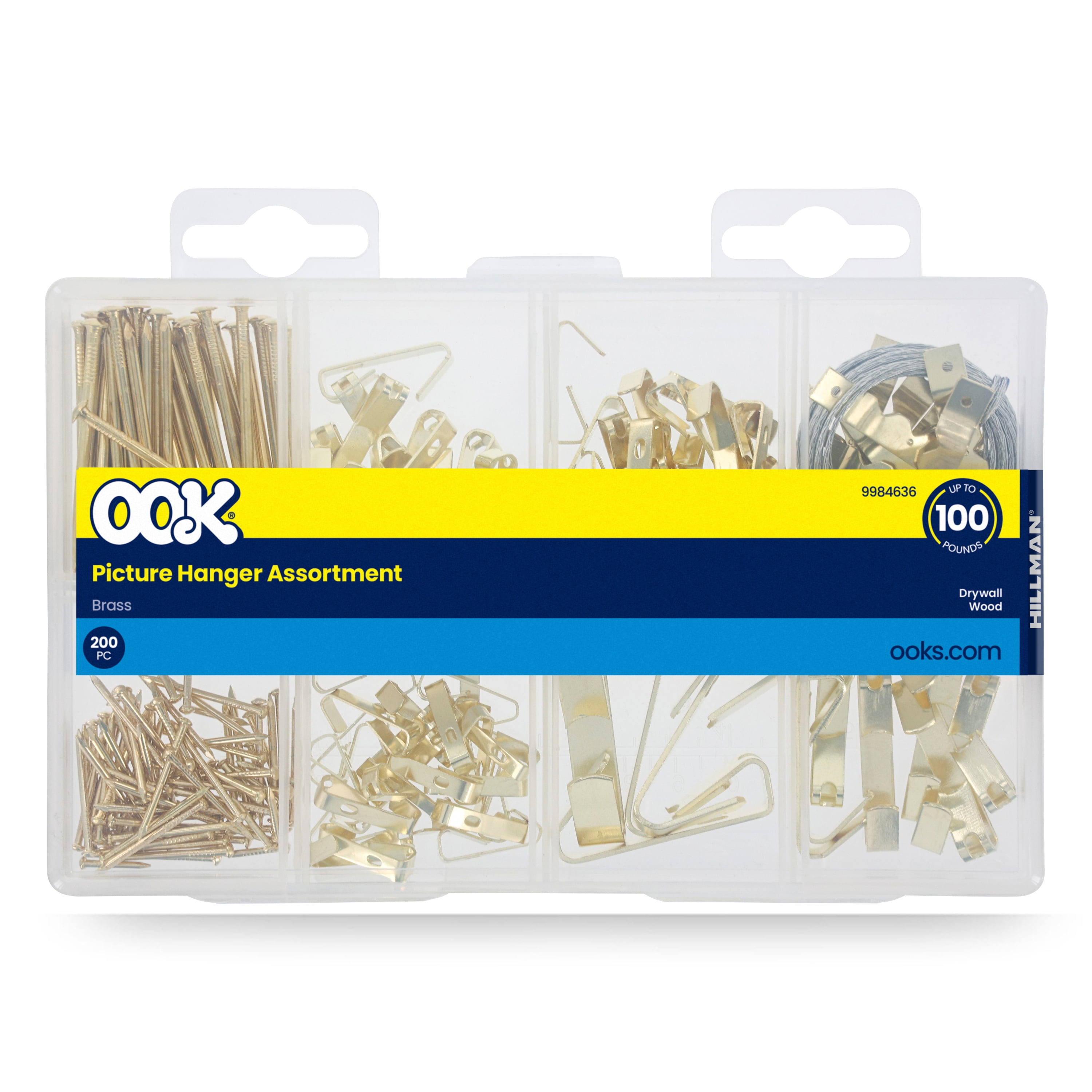 Hillman Heavy Duty Picture Hanging Kit Steel Brass Finish 200