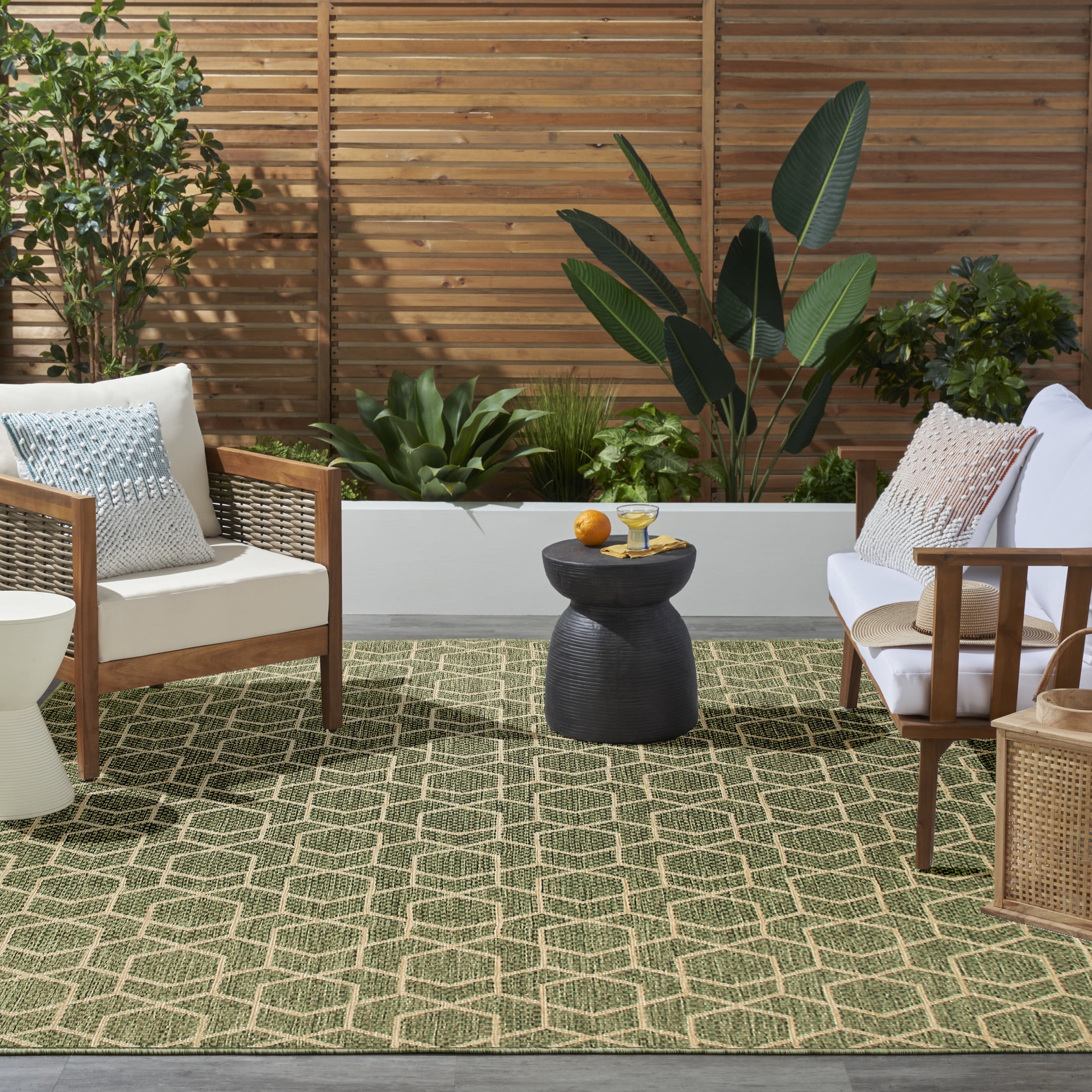 Nourison Horizon Indoor/Outdoor 9' x 12' Green Modern Rug