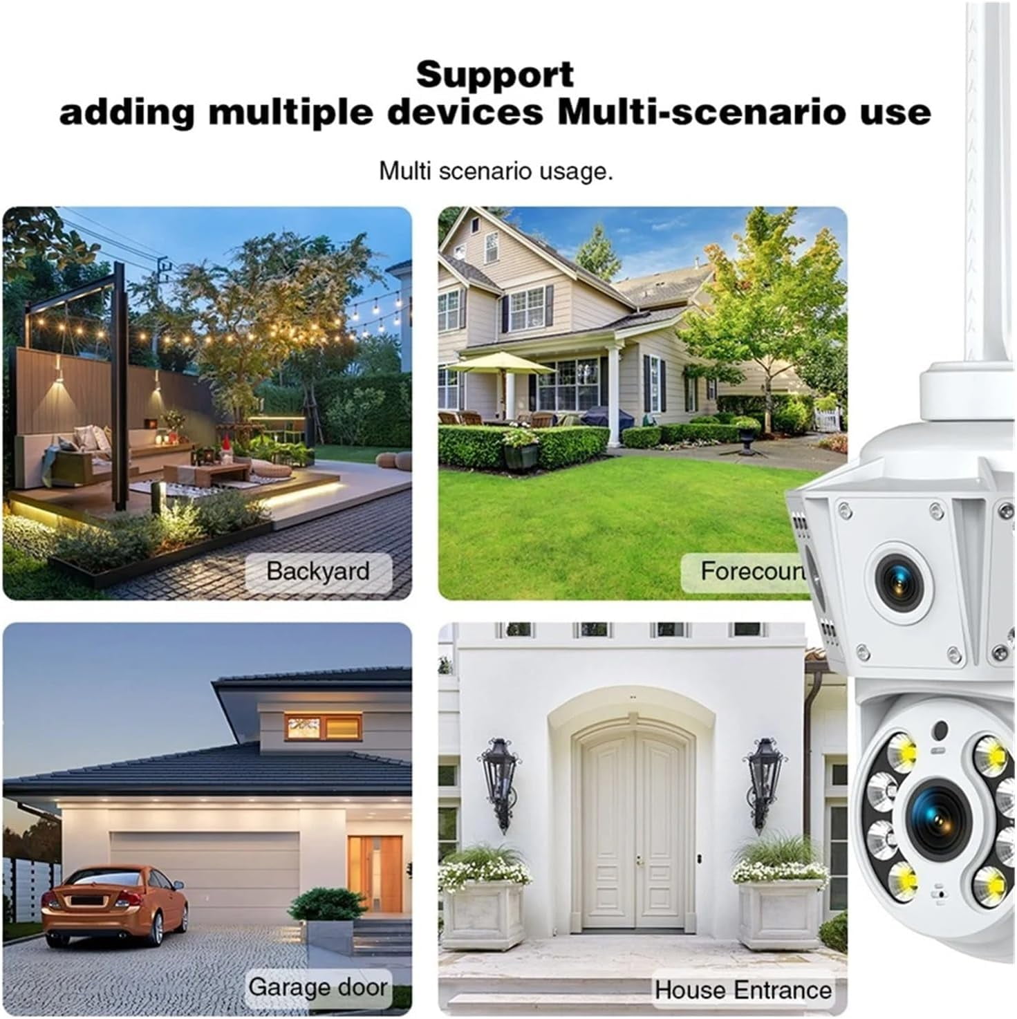 1080P WiFi Camera Outdoor Multi Lens Surveillance Camera, Two Way Intercom Night Vision Baby Monitor