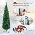thumbnail image 3 of Demi Bonn 6ft Tall Slim Pencil Christmas Tree with 400 PVC Branches, Realistic Flocked Finish for Small Spaces, Compact Xmas Tree for Home Decor, Green, 3 of 9