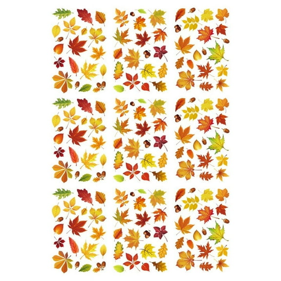 Thanksgiving Window Sticker Double-Sided Autumn Window Clings Decals for Fall Harvest DIY Festival Home Party Decoration,9 sheets of fall leaves stickers,Photo Color