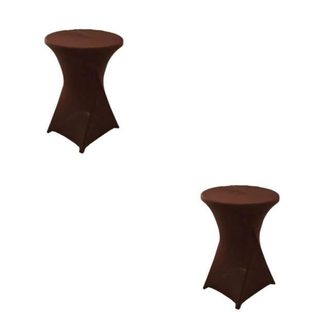 kurtrusly Polyester Hotel Wedding Party Table Cover Stretch Round Tablecloth For Easy Care Versatile Easy Wash light brown 2Set
