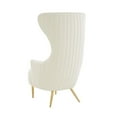 thumbnail image 4 of Pemberly Row Velvet Channel Tufted Wingback Chair in Cream Finish, 4 of 7