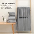 thumbnail image 3 of Jessy Home 12 Piece Dark Gray Bath Towel Set for Bathroom-4 Bath Towels,4 Hand Towels,4 Washcloths Soft and Plush Highly Absorbent Towel for Hotel & Spa, 3 of 8
