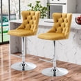 thumbnail image 3 of MIKIBAMA Swivel Velvet Barstools Set of 2, Adjustable Seat Height Upholstered Yellow-Silver Leg, 3 of 5
