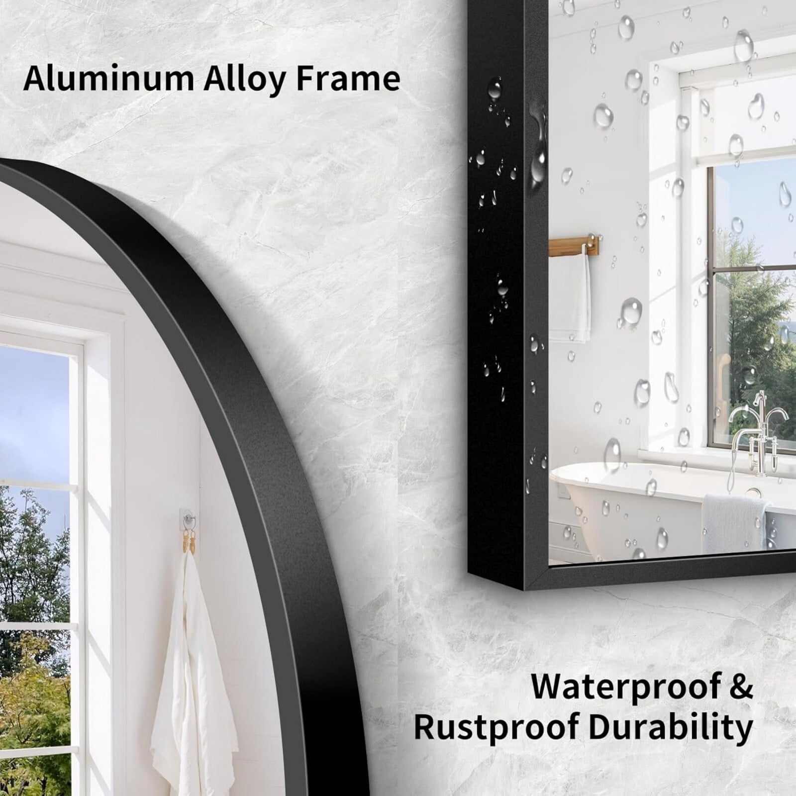 AUROMIR 71"x30" Arched Full Length Mirror Large Floor Mirror with Metal Frame, Black