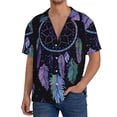 thumbnail image 1 of Fotbe Dreamcatcher With Colorful Feathers Camisa Estampada de Manga Corta para Hombre, Casual de Verano, Estilo Playero, Sin Arrugas-X-Large, 1 of 5