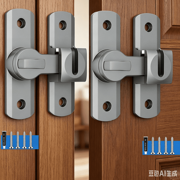 2Pcs 90/180 Degree Barn Door Lock, Small Flip Gate Latches Hardware, Security Sliding Door Latch Lock fo Cabinets, Barn, Bathroom, Garden