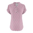 thumbnail image 4 of QUNYINEY Casual Womens Shirts V Neck Polka Dot Short Sleeve Tops Button Loose Cotton Linen Pullover Shirts, 4 of 5
