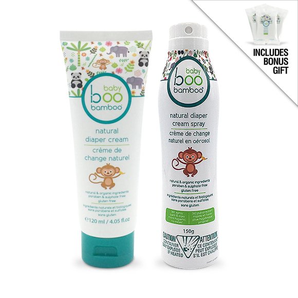 Baby Boo Bamboo Ensemble de Lotion et Vaporisateur de Crème de Change Tout Naturel + Cadeau Bonus - Lingettes de Voyage
