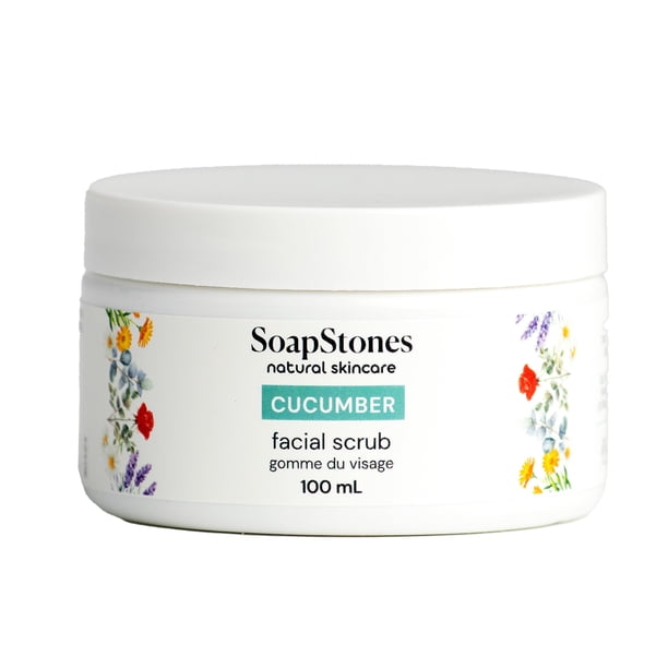 Exfoliante facial de pepino con esteatitas - 100 ml - Exfoliante facial con perlas de azúcar y jojoba con aceite de semilla de cártamo para eliminar la acumulación y renovar la piel - Adecuado para to