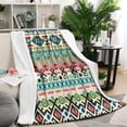 thumbnail image 2 of Comfort Boho Sherpa Flannel Throw Blanket - 50x60in Blanket with Colorful Stripes Couch Blanke for Bed Couch Sofa Office Camping - Plush Throw Blankets, 2 of 5