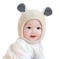 thumbnail image 4 of YAOBAMM Warm Baby Hat Baby Winter Hat Cartoon Ear Decor Knitted Elastic Color Matching Thick Warm Lightweight Photo Prop, 4 of 7