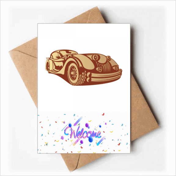 Brownish Red Classic Cars Outline Welcome Back Greeting Cards Envelopes Blank