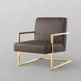 thumbnail image 6 of Finn Tan/Gold PU Leather Accent Chair - Square Arm, Stainless Steel Frame, 6 of 10