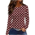 thumbnail image 2 of Aobny Polka Dot T Shirts Women Baggy Shirts Crew Neck Long Sleeve Pullover Red Christmas Blouse,XL, 2 of 5