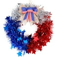 thumbnail image 2 of Boovnll Patriotic Wreath, 11" Handcrafted Red White Blue Plastic Ribbons Memorial Day Wreath, 4th of July Wreath for Indoor, Outdoor, Front Door, Fireplace, Wall Decor, 4th of July Decorations, 2 of 5