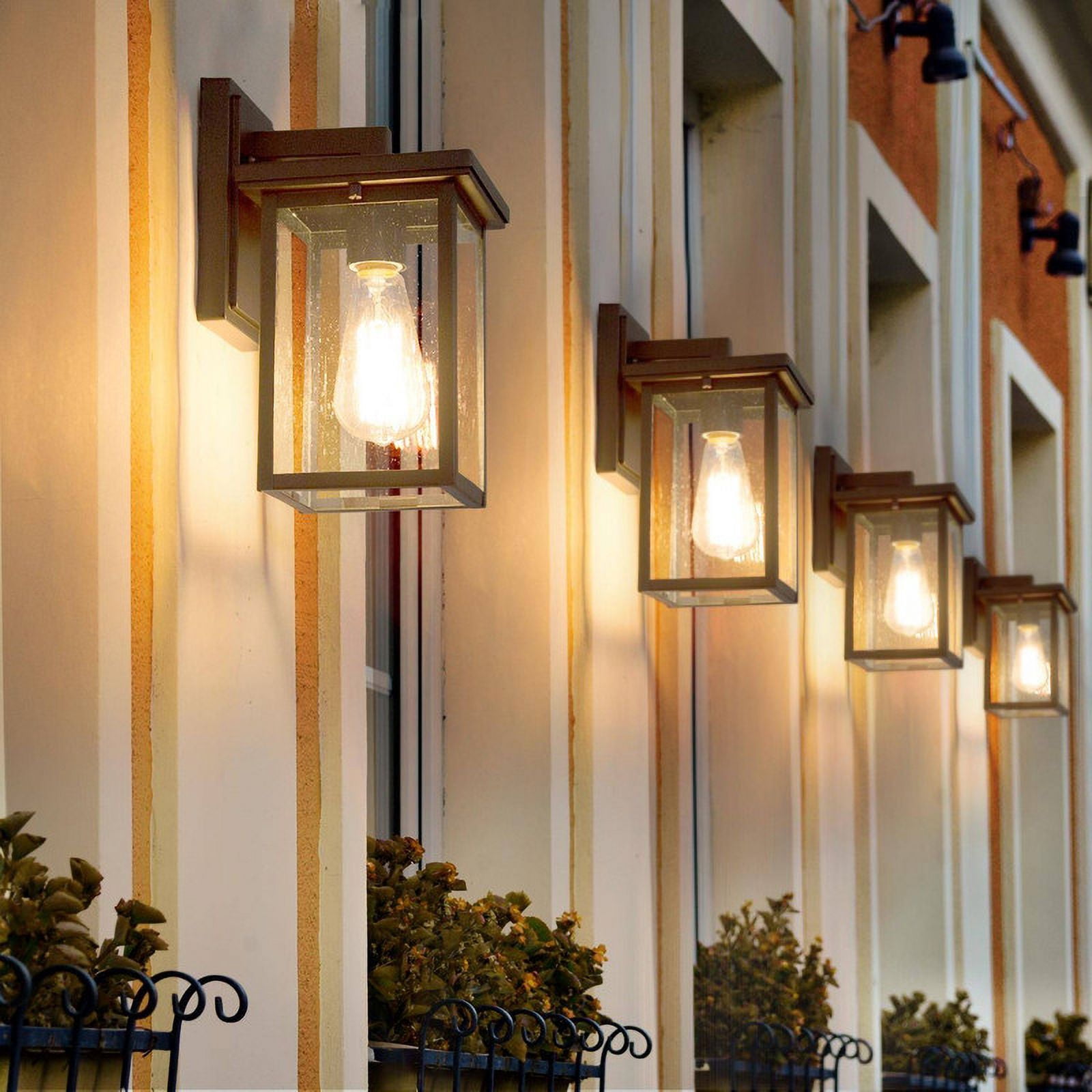 LNC Black Outdoor Wall Lantern withseeded Glass Panels, Farmhousesconce, Wet Rated