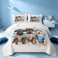 thumbnail image 2 of Erosebridal Coastal Dogs Bed Spread Queen, Ocean Beach Queen Coverlet Set, Polka Dots Reversible 3 Pieces, 1 Quilt and 2 Pillowcases, 2 of 7