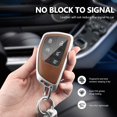 thumbnail image 3 of Key Fob Cover Compatible with Chevrolet Tahoe Suburban Silverado GMC Sierra Yukon Denali Buick Envision 2020-2025 5 Button Keychain Case Holder Protector,Silver-Brown, 3 of 6