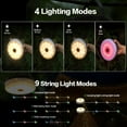 thumbnail image 6 of DZORUN Solar Outdoor String Lights 39.4FT Waterproof Garden Lights with 8 Lighting Modes Rechargeable Outdoor Camp lamp 2 in 1with Remote Control Portable Tent Lantern for Hiking Yard Party Decor, 6 of 12