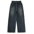 thumbnail image 4 of Ruyang Girls Baggy Wide Leg Denim Pants Elastic High Waist Washed Jeans Y2K Fashion Causal Denim Trousers with Pockets, 4 of 9