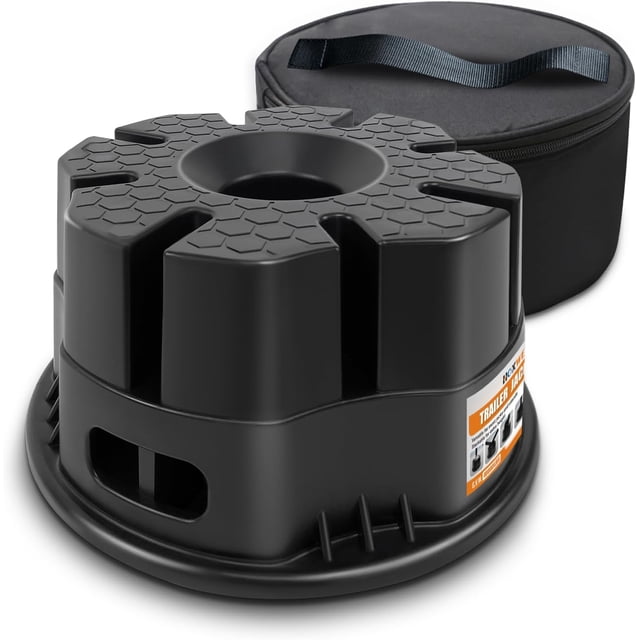 Bloc de Cric de Remorque RV 6 Pieds'H avec Sac, Blocs Stabilisateurs pour Caravane de Voyage, à Utiliser pour Tout Cric de Langue, Poteau, Pied, Roues 5e, Stabilisateur Rond Ou Carré Ou Ciseaux, 1 Pce