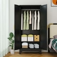 thumbnail image 4 of Ero Metal Freestanding Armoire Wardrobe Closet with Hanging Rod and Mirror, 4 of 6