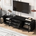 thumbnail image 3 of Modern Minimalist 68.9'' TV Stand Fits Up to 75 Inch TVs, Media Console Entertainment Center with Adjustable Shelves for Living Room,Black, 3 of 14