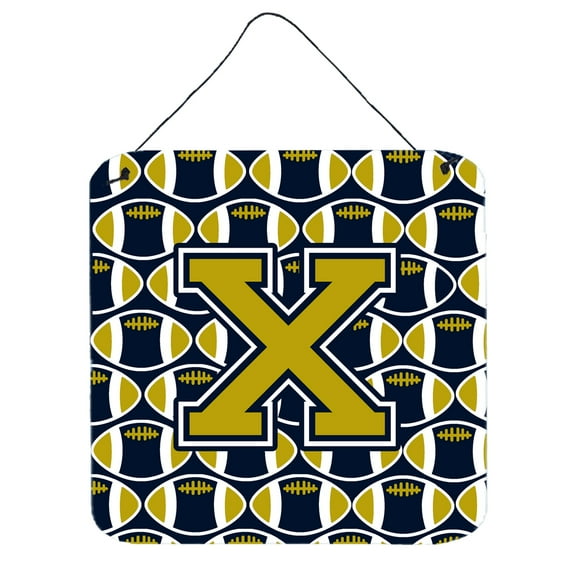 Carolines Treasures CJ1074-XDS66 Letter X Football Blue and Gold Wall or Door Hanging Prints 6HX6W multicolor