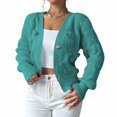 thumbnail image 2 of Women'S Bowknot Chunky Knit Cardigan Sweaters Open Front Cozy Long Sleeve Button Up Cardigan for Winter Green M, 2 of 10